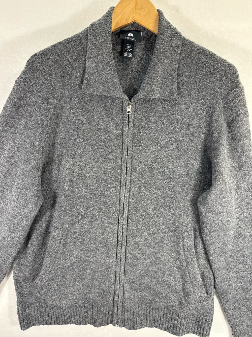 H&M Gray Zip-Up Knit Bomber Jacket